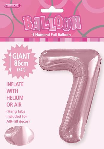 Giant Light Pink Number 7 86cm (34”) Foil Balloon